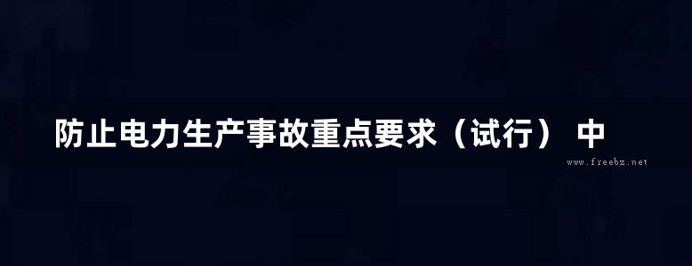 防止电力生产事故重点要求（试行） 中国华能集团公司 编 (2007版)